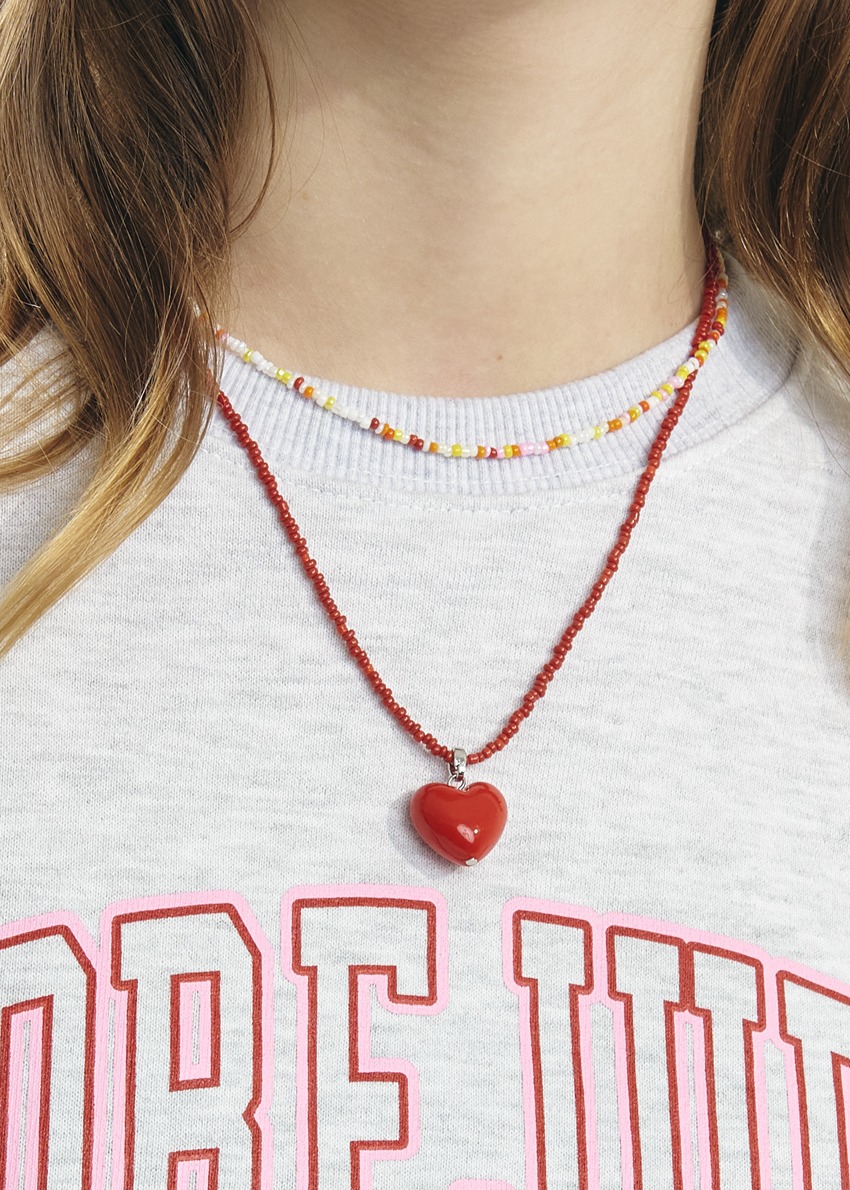 Red Heart Necklace 2set